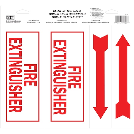 Hy-Ko Fire Extinguisher W/Arrows Sign 11" x 12", 5PK A11126